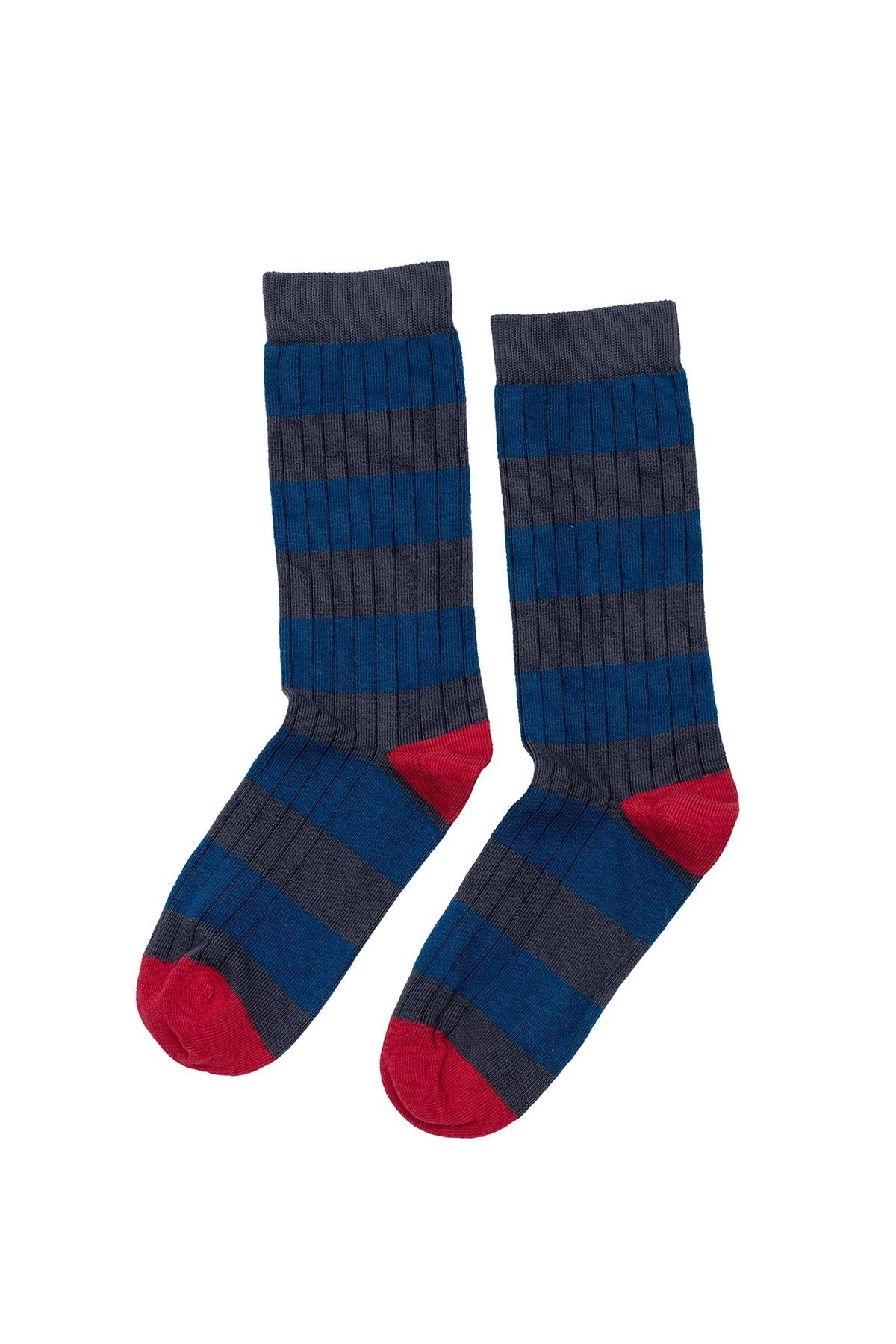 STRIPED RIB CREW SOCK BY LITTLE RIVER SOCK MILL