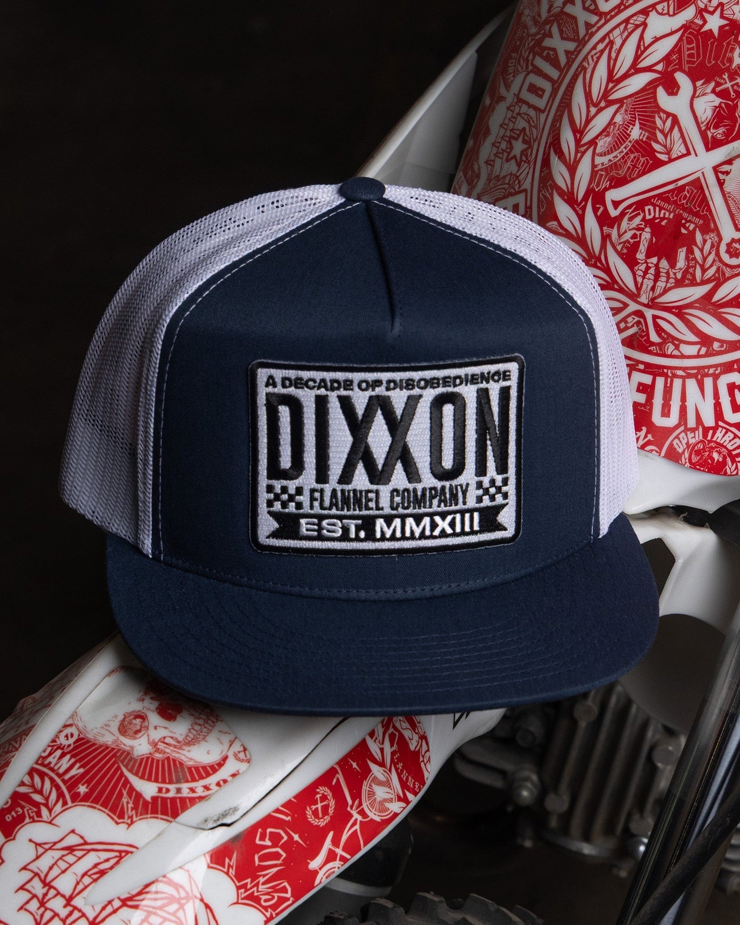 Decade Flat Bill Trucker Snapback - Black & White