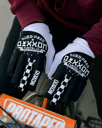 Dues Paid Moto Gloves - Black & White