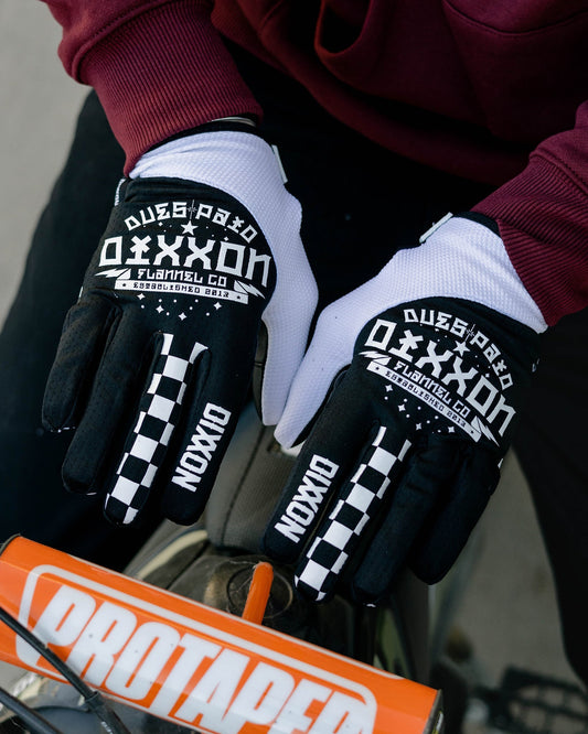 Dues Paid Moto Gloves - Black & White