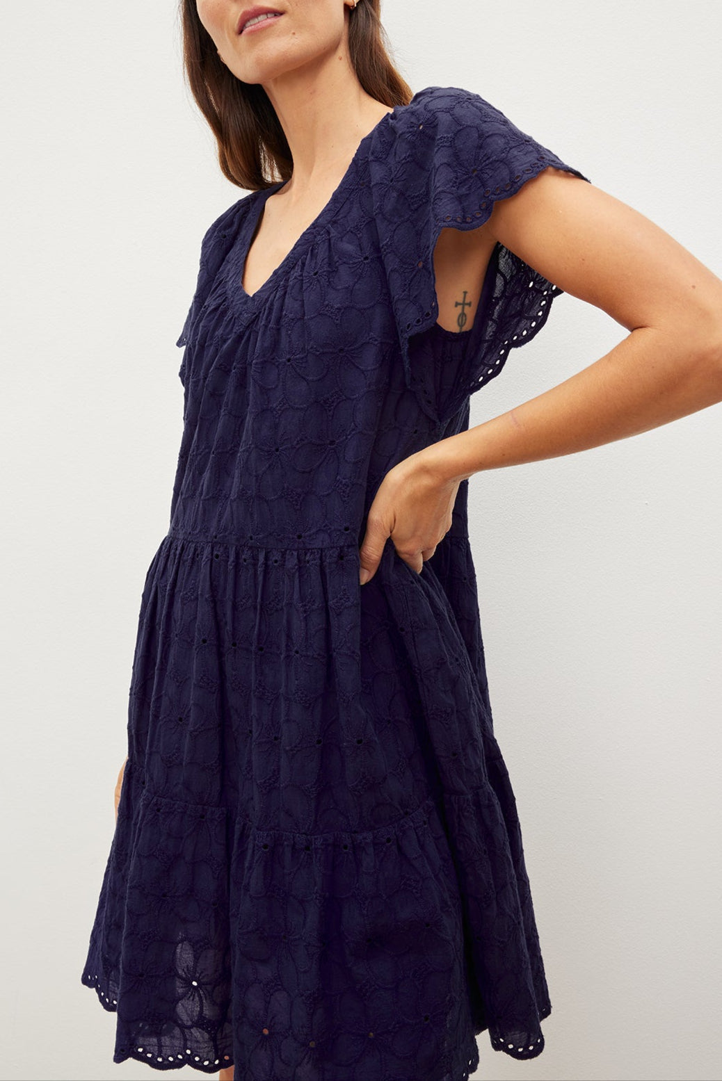 WYNETTE EMBROIDERED COTTON DRESS