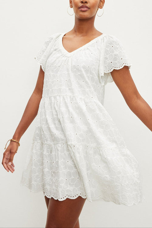 WYNETTE EMBROIDERED COTTON DRESS