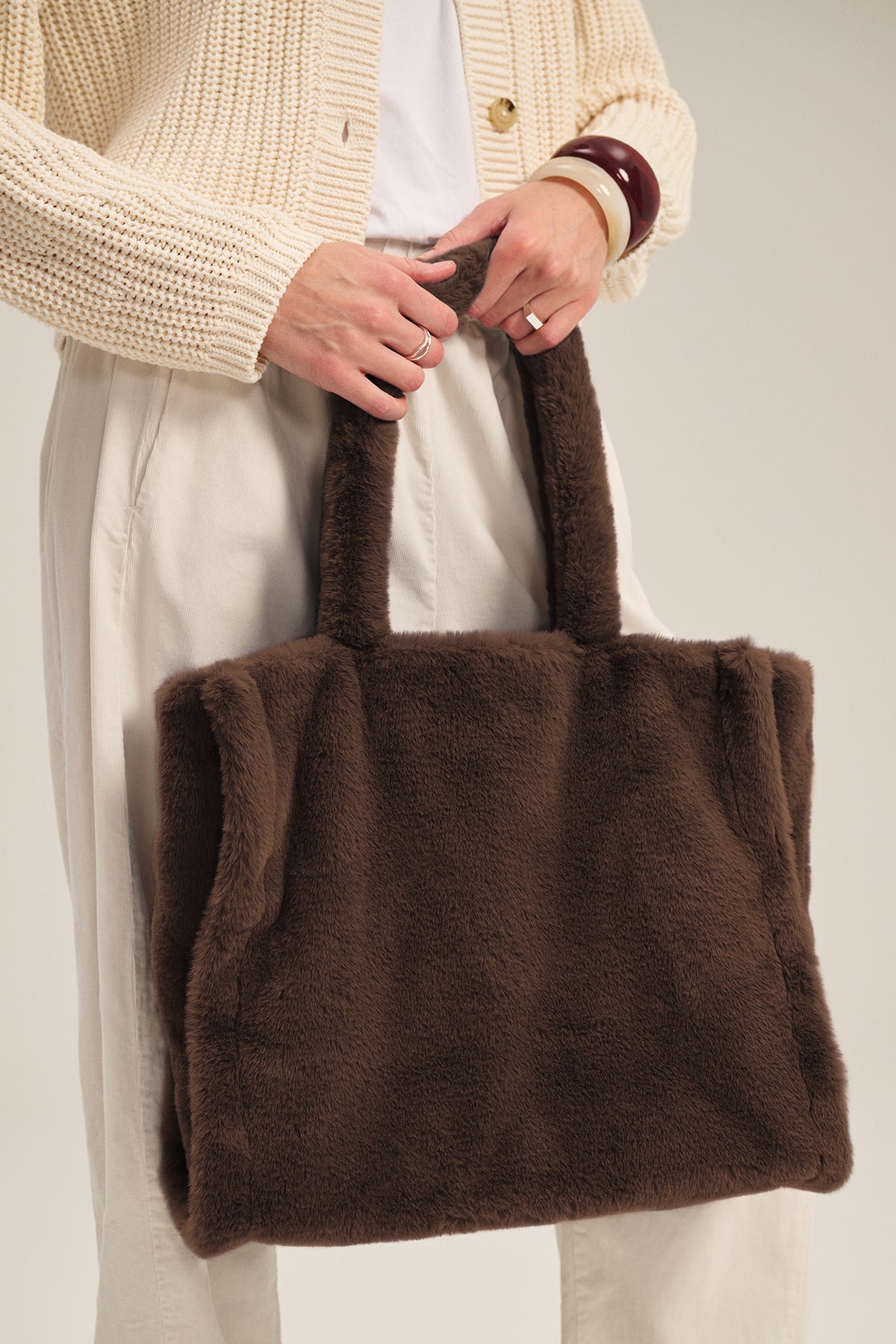 LIBBY LUXE FAUX FUR TOTE