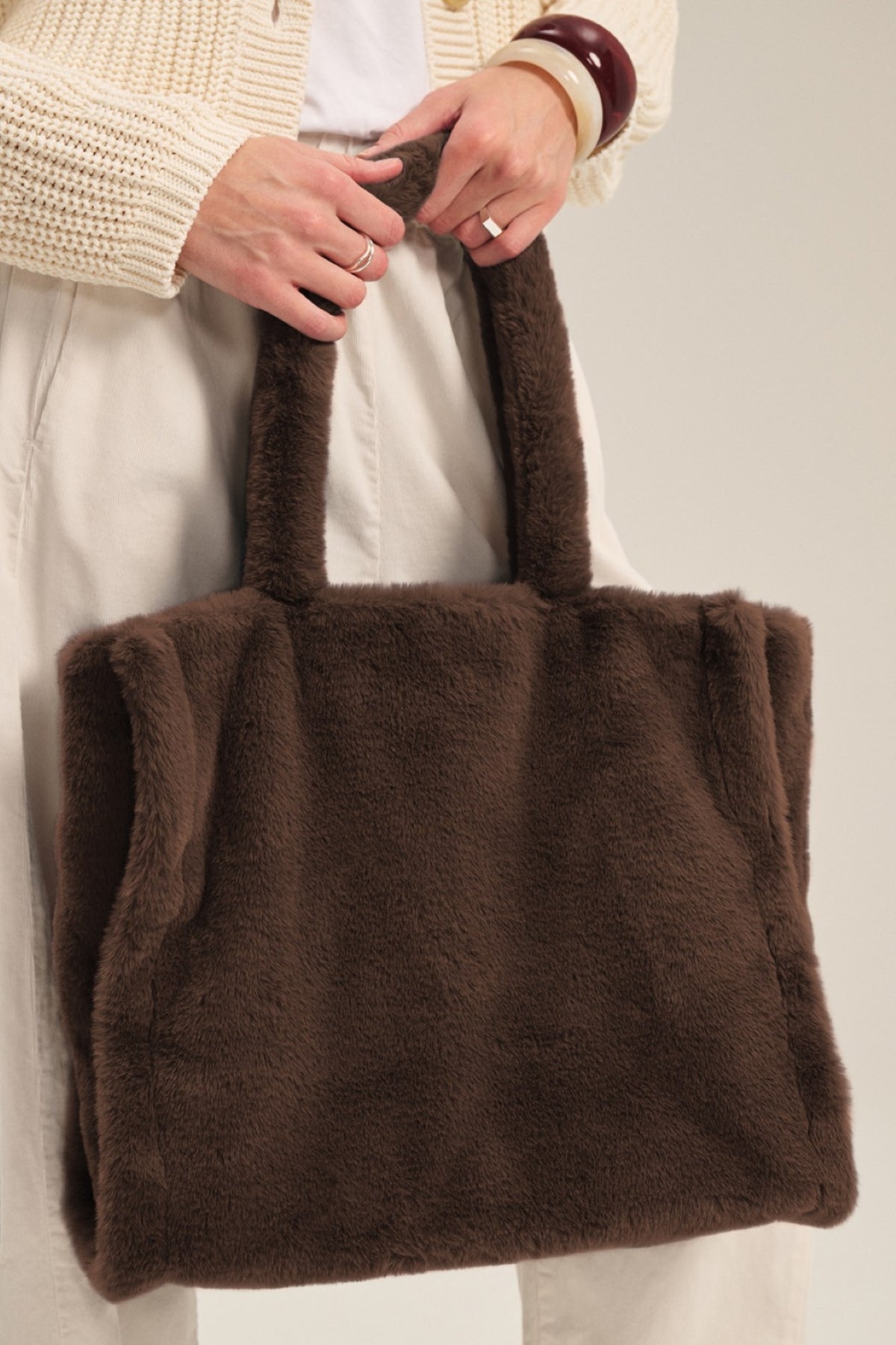 LIBBY LUXE FAUX FUR TOTE