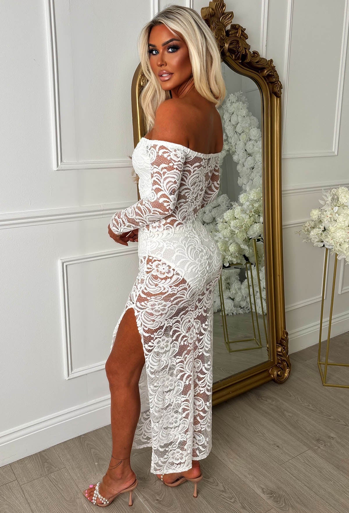 Finlay White Lace Cut Out Dress