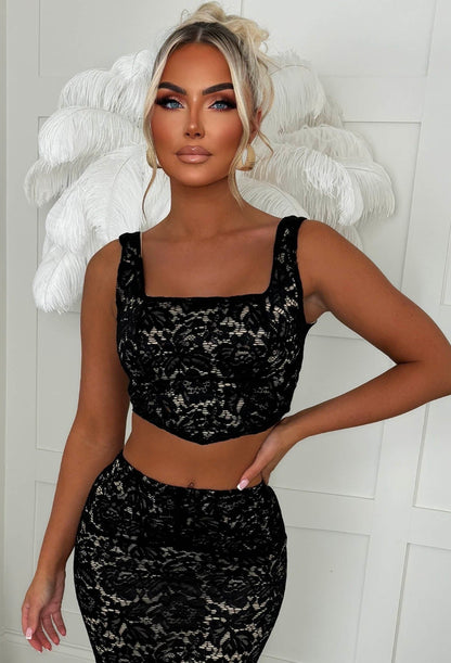 Flirtini Black Lace Corset Top