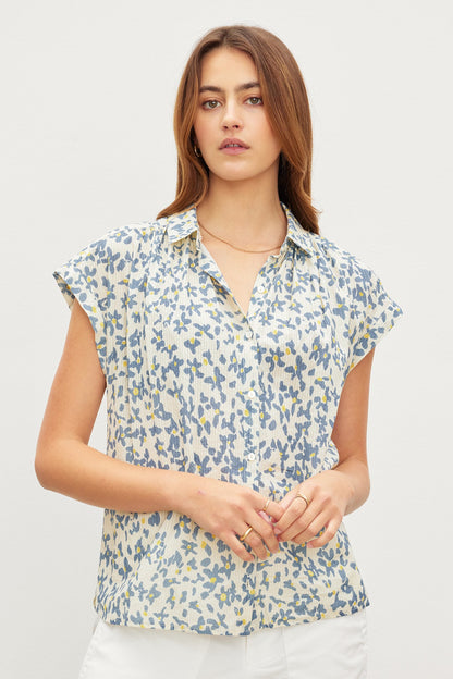 PAULETTE FLORAL BUTTON FRONT TOP