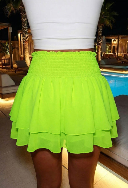 Freiya Green Frill Detail Chiffon Shirred Back Skort