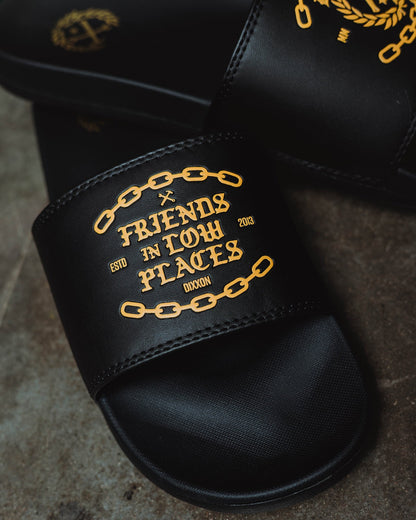 Friends in Low Places Slides - Gold & Black