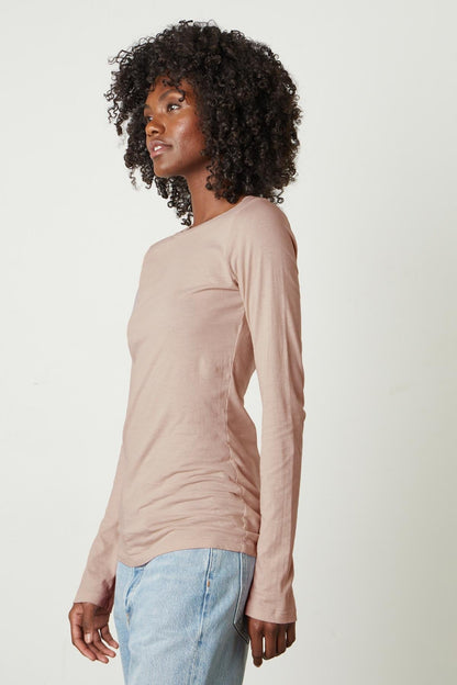 ZOFINA GAUZY WHISPER FITTED CREW NECK TEE