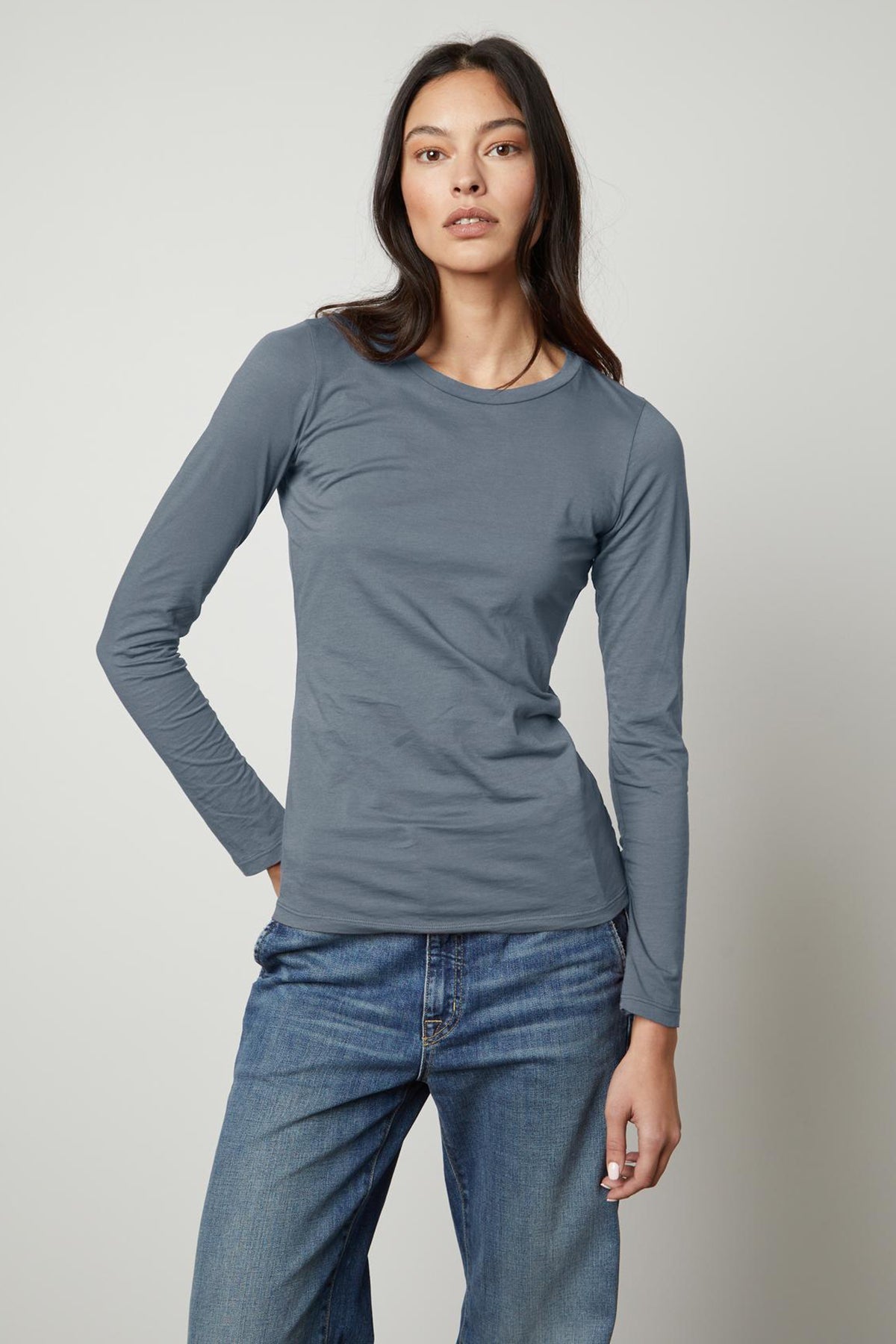 ZOFINA GAUZY WHISPER FITTED CREW NECK TEE