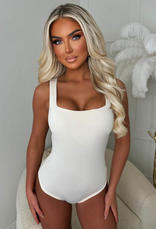 Girl Crush Cream Square Neck Sleeveless Bodysuit