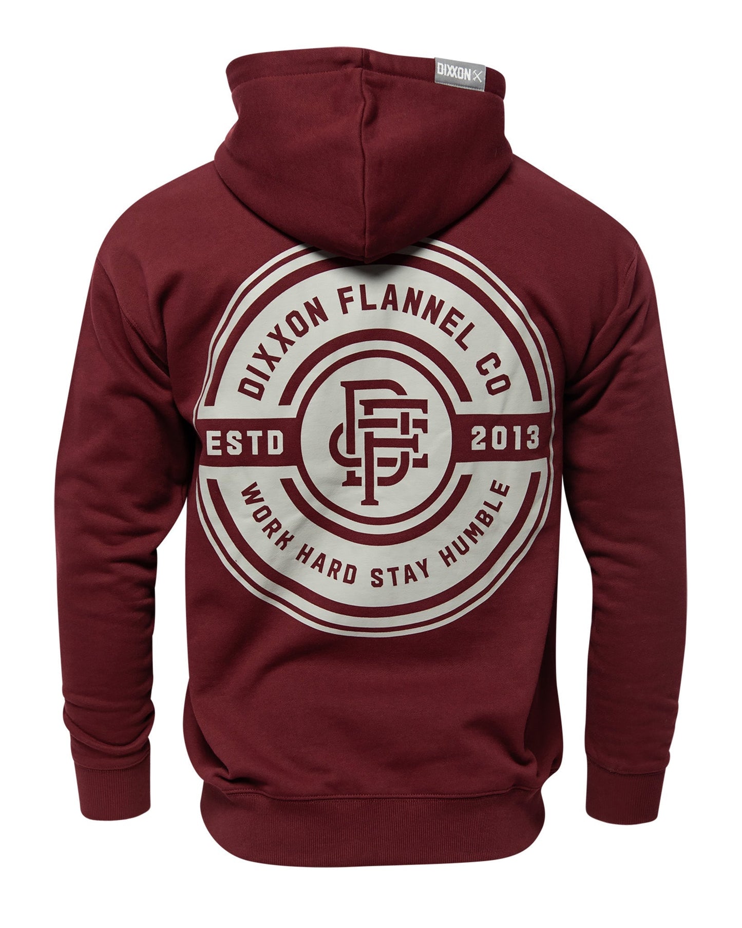 Gray Work Hard Badge Zip Up - Maroon
