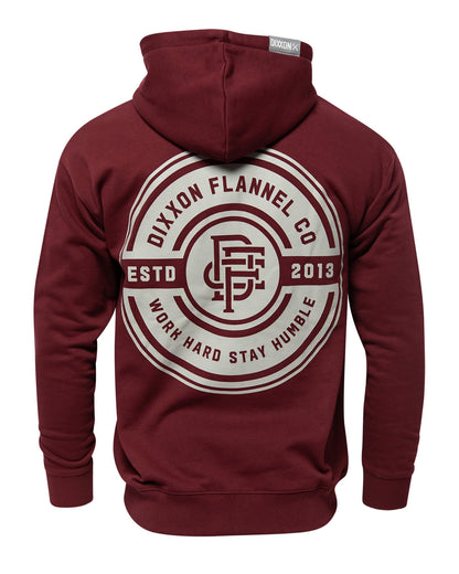 Gray Work Hard Badge Zip Up - Maroon