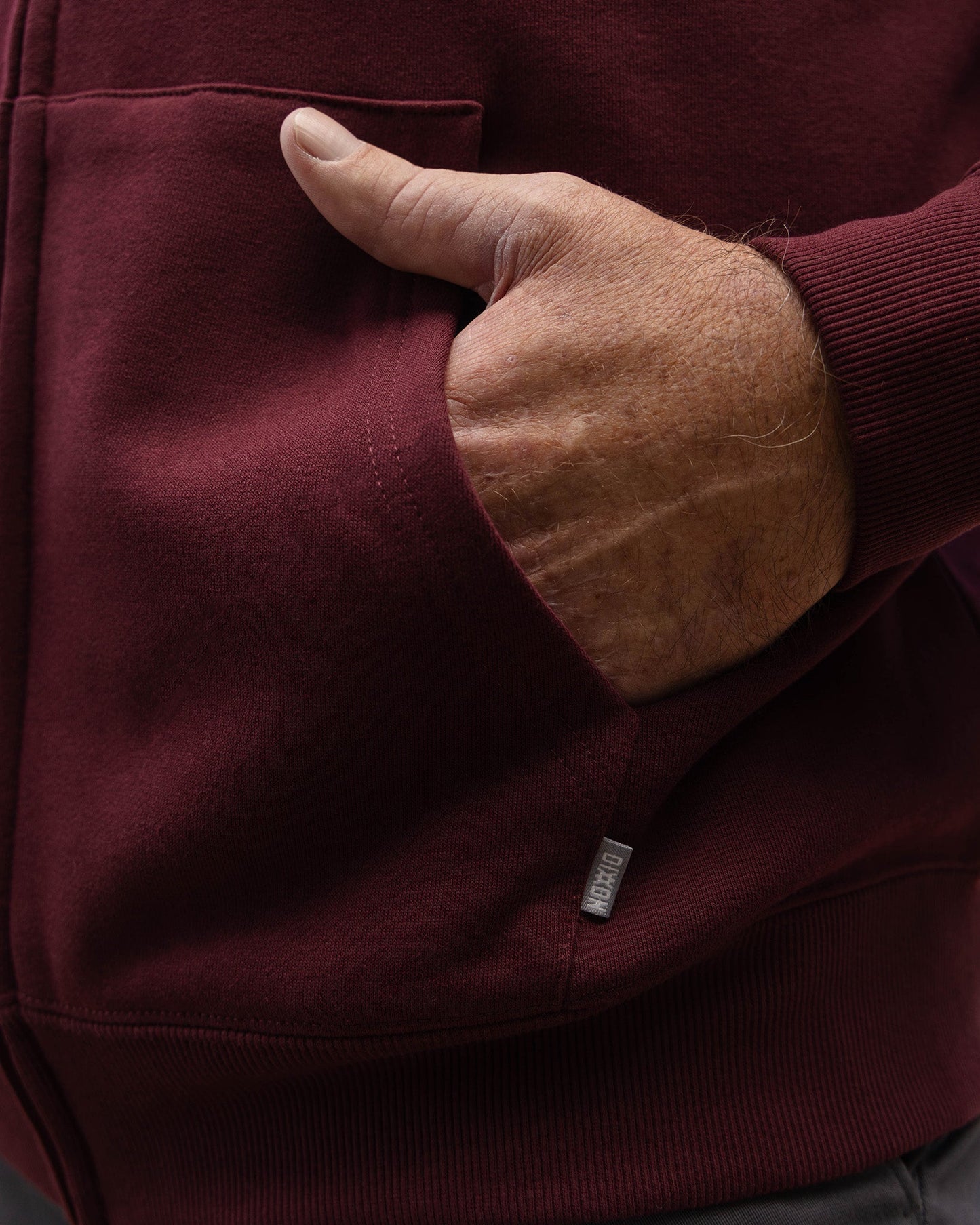 Gray Work Hard Badge Zip Up - Maroon