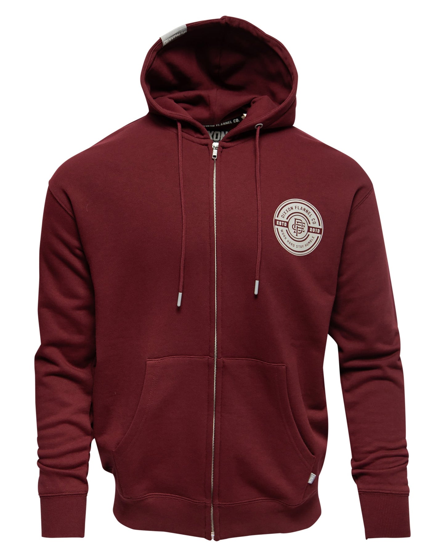 Gray Work Hard Badge Zip Up - Maroon