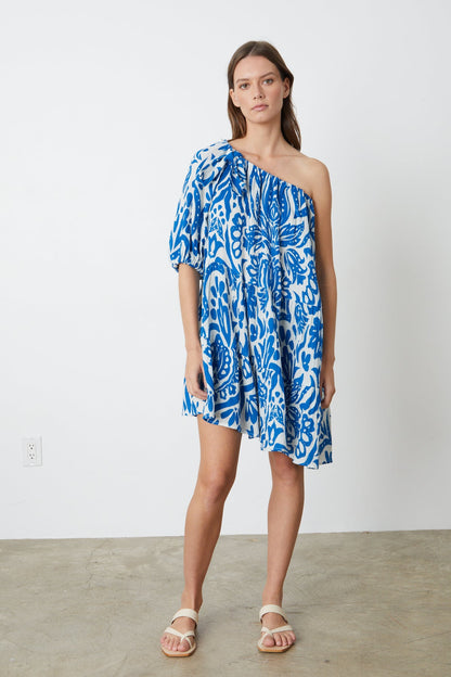 GRETCHEN PRINTED ONE SHOULDER DRESS