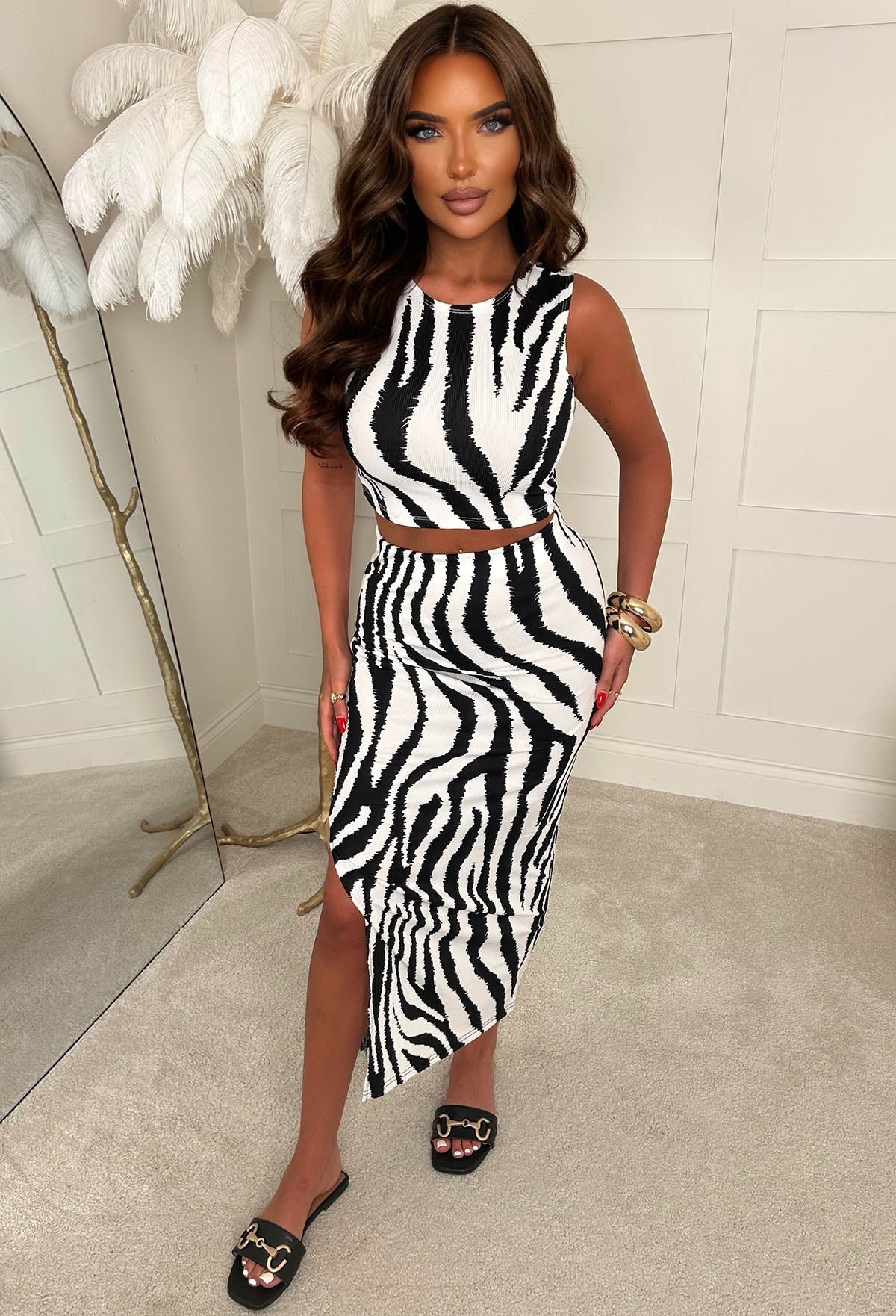 Honey Please Black Zebra Print Ribbed Vest Top