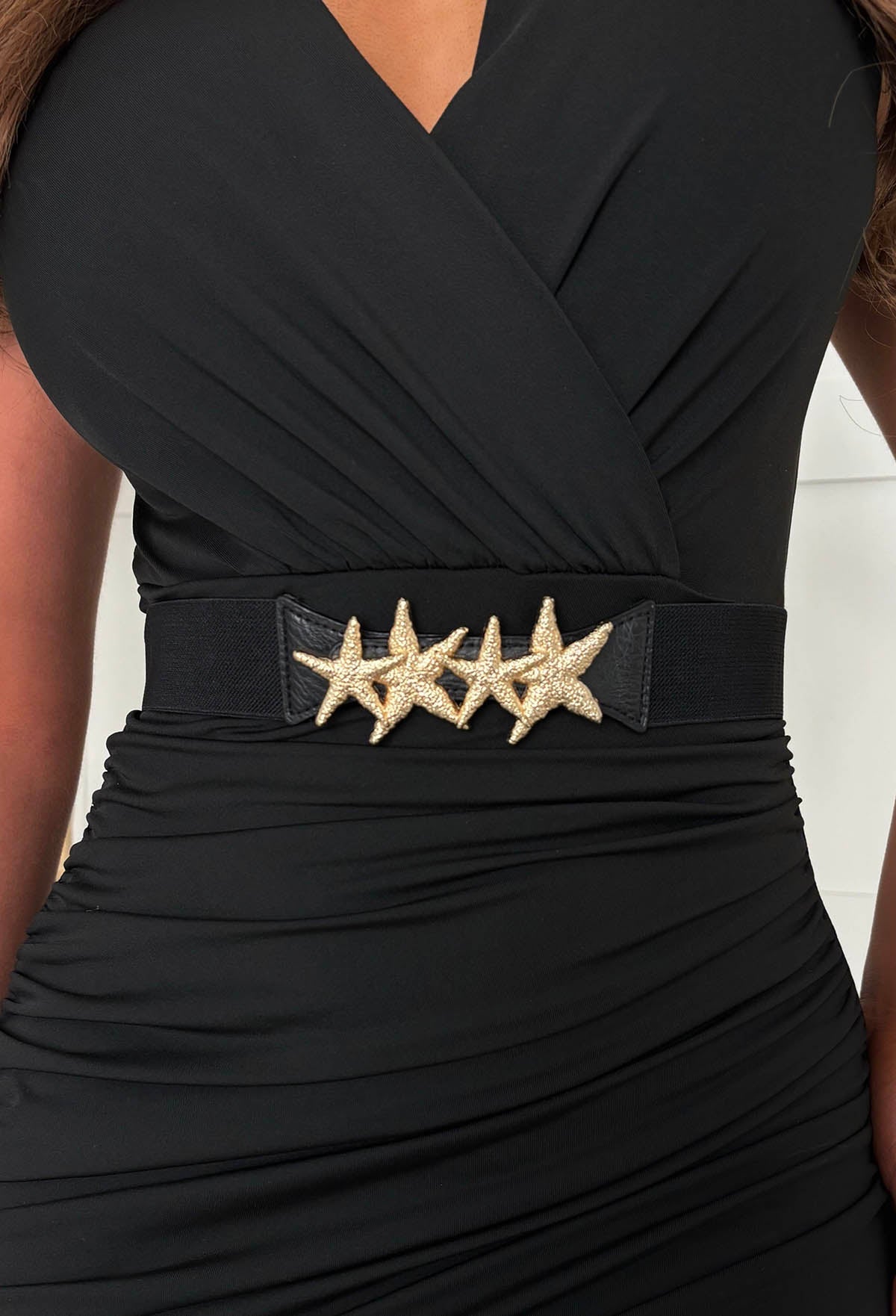 Hot Tropic Black Starfish Detail Elasticated Belt