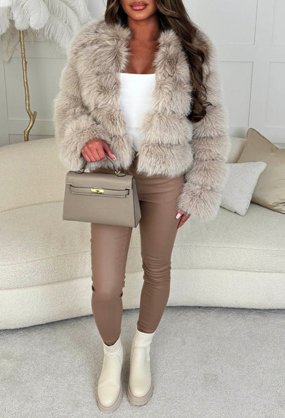 Iconic Daydream Natural Faux Fur Collarless Jacket