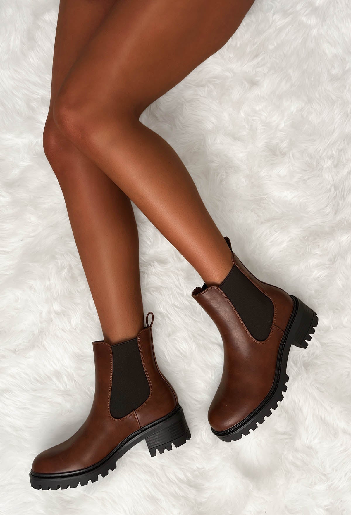 Iconic Moves Brown Faux Leather Chelsea Boots