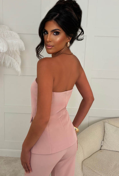 In My Business Pink Bandeau Waistcoat Top