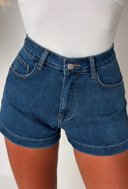 In Your Dreams Mid Blue Classic Stretch Denim Short