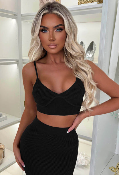 Kendra Black 3 Piece Knitted Set