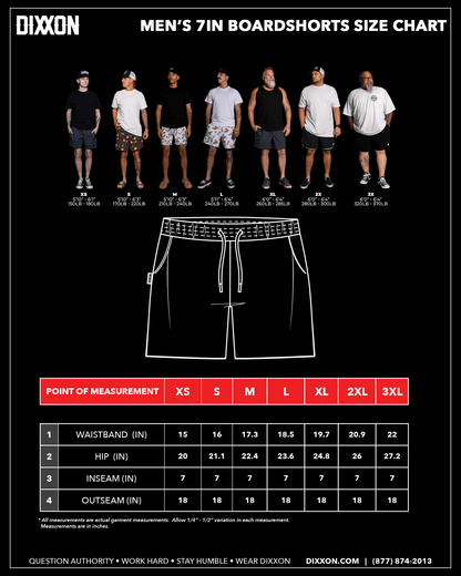 White & Black Royal Palms 7" Boardshorts