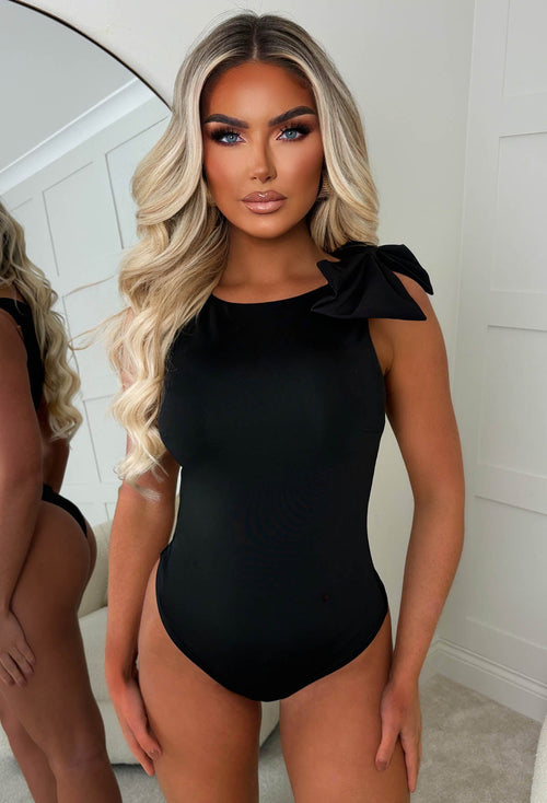 Kiss & Tell Black Bow Stretch Bodysuit