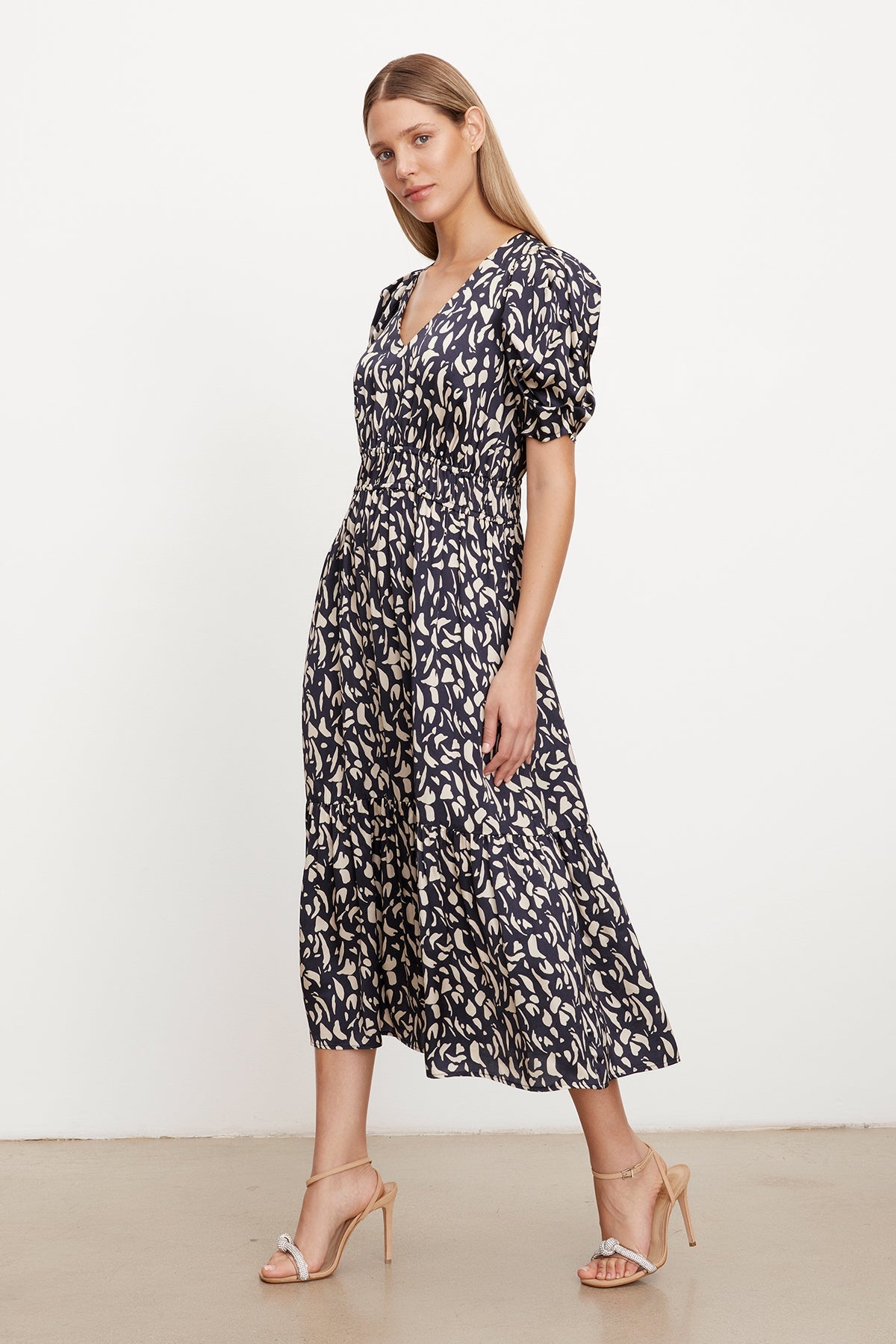 LYUDA PRINTED SATIN MIDI DRESS