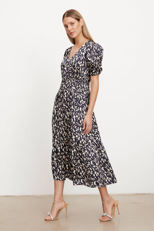 LYUDA PRINTED SATIN MIDI DRESS