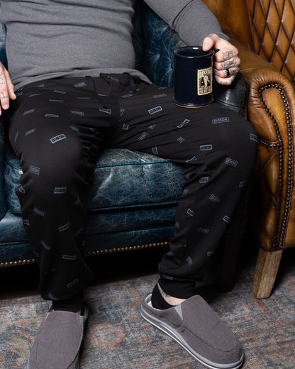 Men's Logo Boxed Pajama Pants - Black & Gray