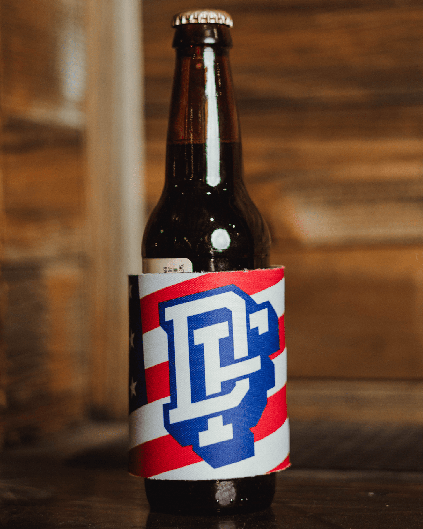 Monogram Snap Coozie Can Cooler - Red, White, & Blue