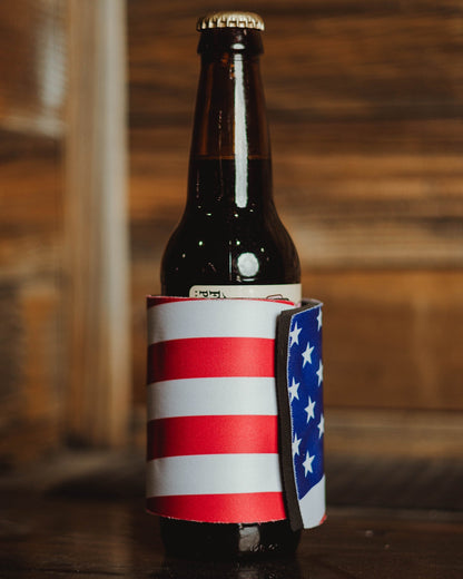 Monogram Snap Coozie Can Cooler - Red, White, & Blue