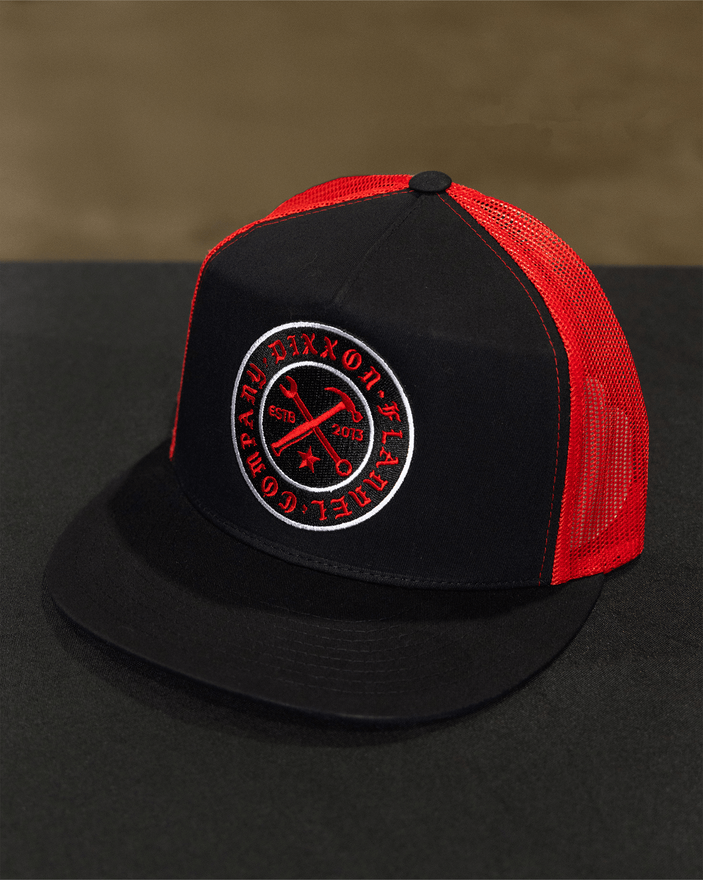 Nameplate Flat Bill Trucker Snapback - Red