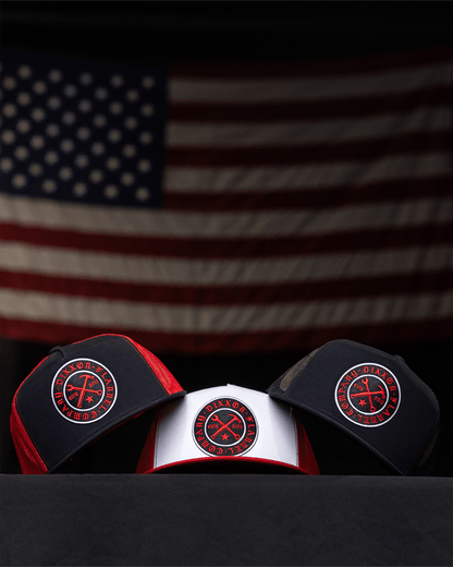 Nameplate Flat Bill Trucker Snapback - Red