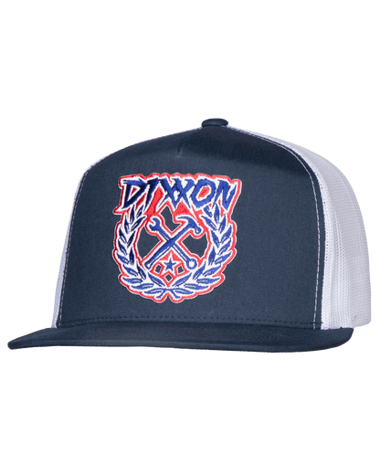 Party Crest Flat Bill Trucker Snapback - Red, White, & Blue