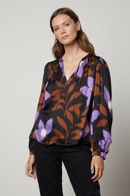 ISRA PRINTED V-NECK BLOUSE