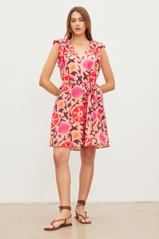 JENNA PRINTED SILK COTTON VOILE DRESS