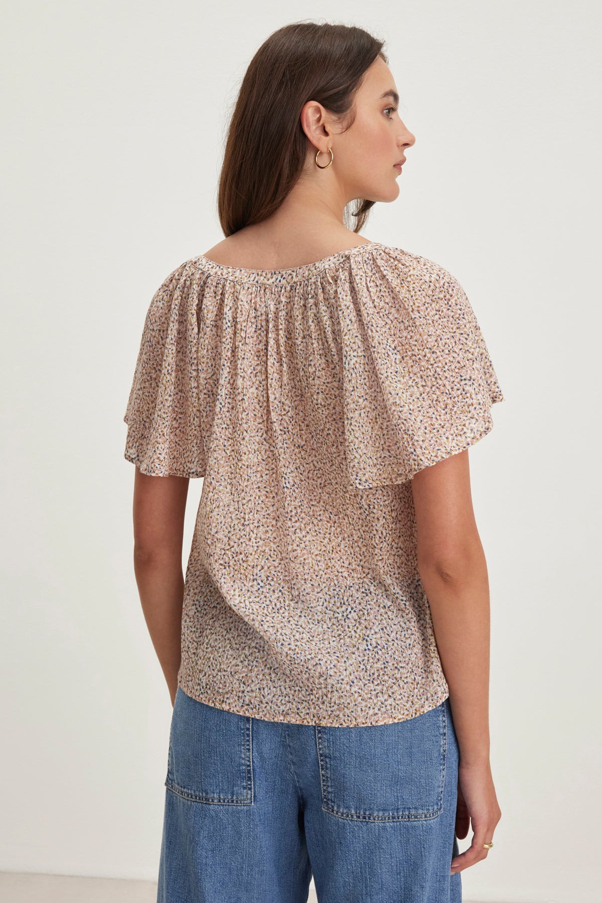 PARK PRINTED CRINKLE COTTON GAUZE TOP
