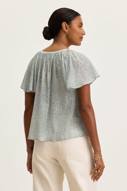 PARK PRINTED CRINKLE COTTON GAUZE TOP