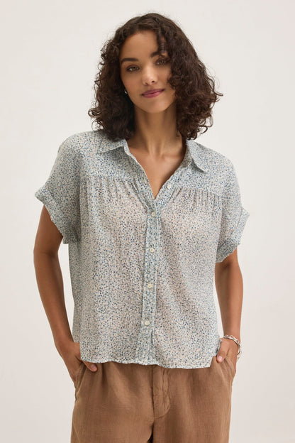 TIGE PRINTED CRINKLE COTTON GAUZE TOP