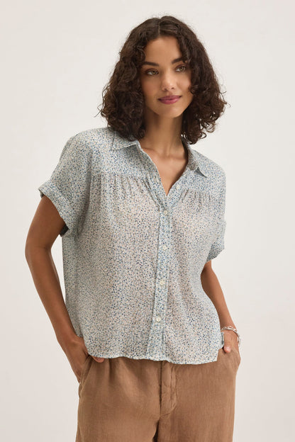TIGE PRINTED CRINKLE COTTON GAUZE TOP