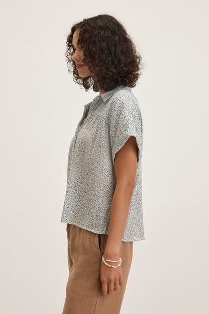 TIGE PRINTED CRINKLE COTTON GAUZE TOP
