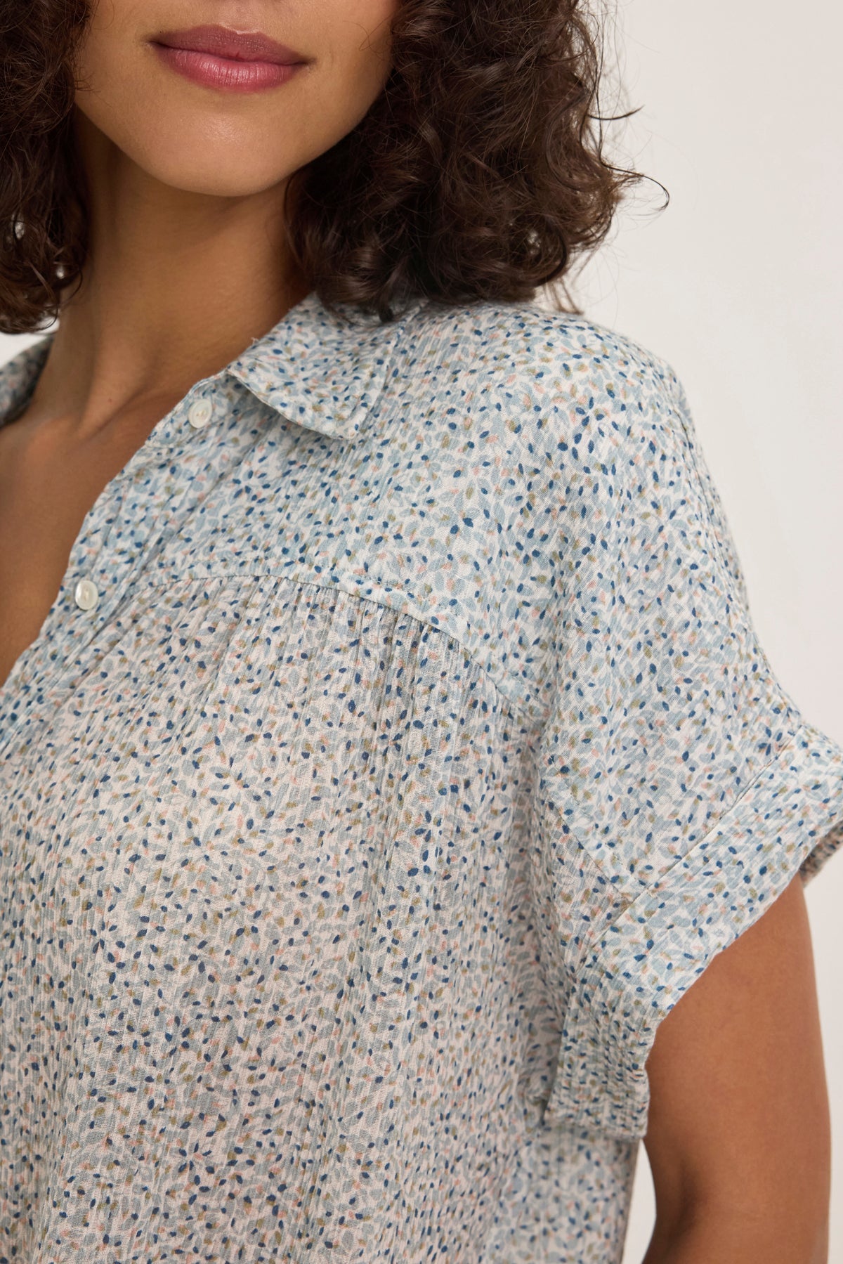 TIGE PRINTED CRINKLE COTTON GAUZE TOP