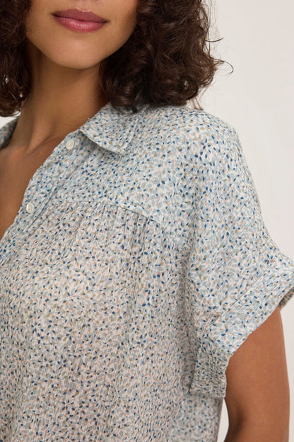 TIGE PRINTED CRINKLE COTTON GAUZE TOP