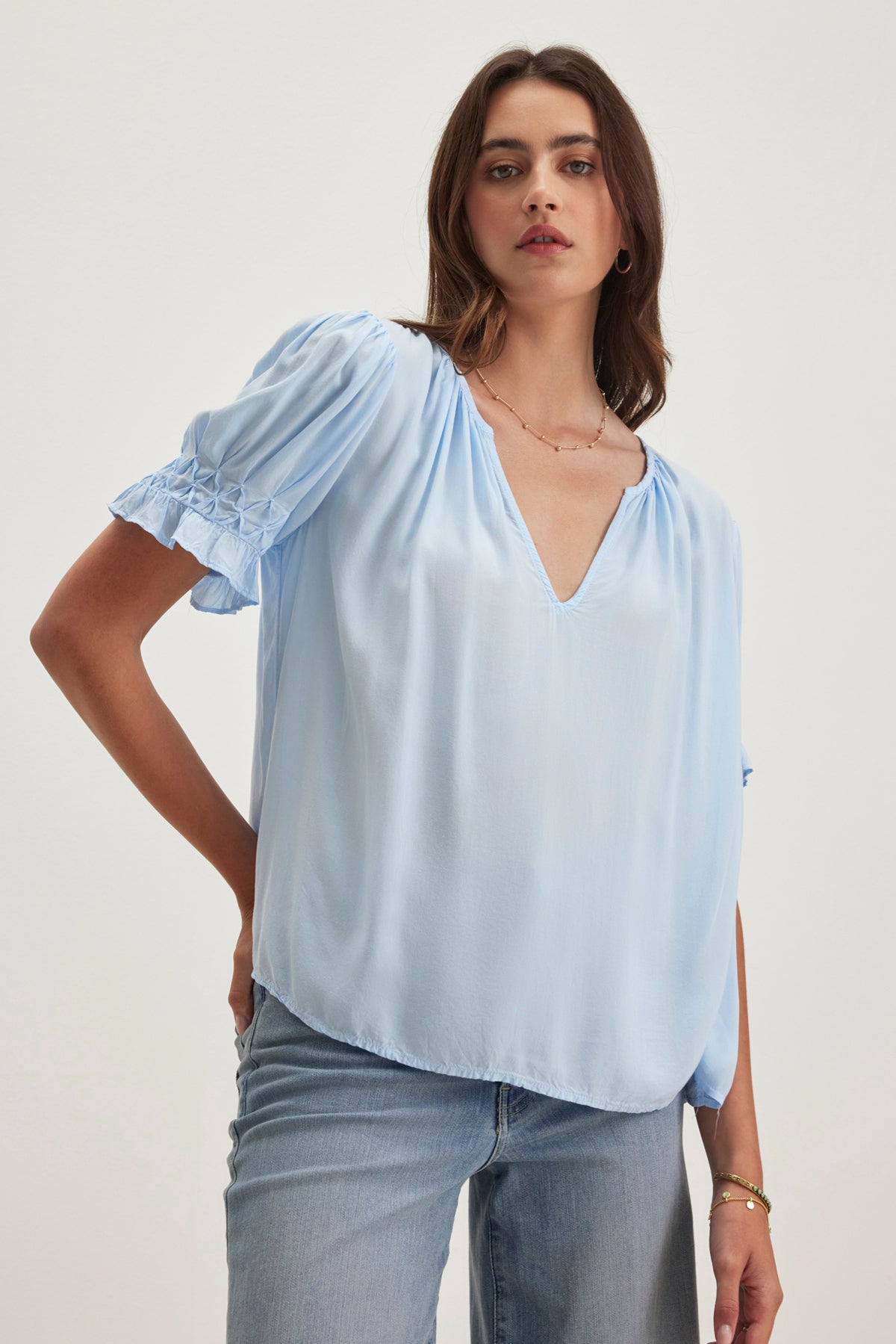 CALISSA SPLIT NECK BLOUSE
