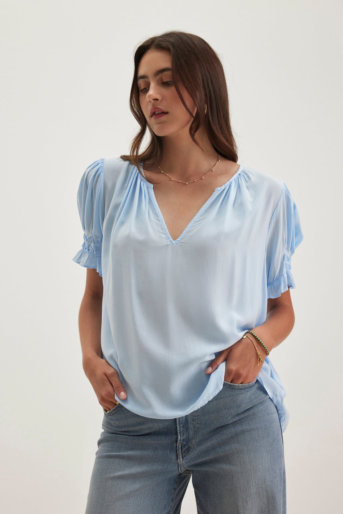 CALISSA SPLIT NECK BLOUSE