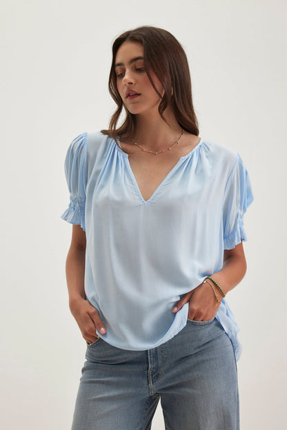 CALISSA SPLIT NECK BLOUSE
